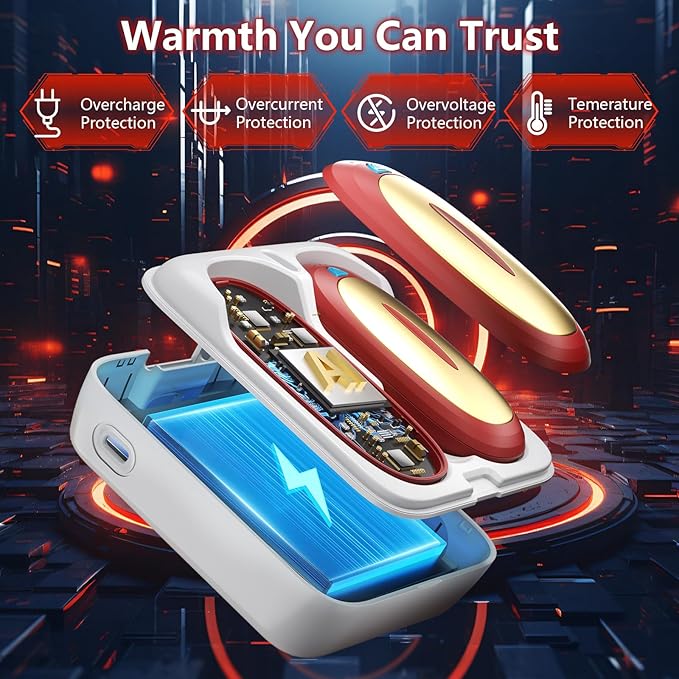 3-in-1 Electric Hand Warmers Rechargeable 2 Pack,14000mAh Portable Dual-Sided Handwarmer with Charging Case, 3 Levels Fast Heating Pocket Warmers,Gifts for Men,Women,Raynauds,Hunting Gear