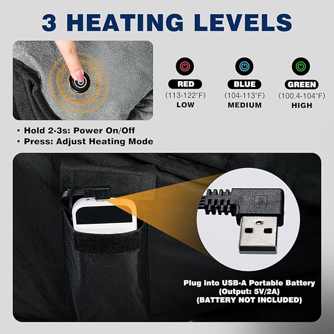 apollo walker Heated Camping Chair - Heavy Duty 500lbs Camping Chairs for Adults with Adjustable Heating, Cup Holder & Cooler Bag, Heated Chairs Outdoor Sports Beach Concert Stadium