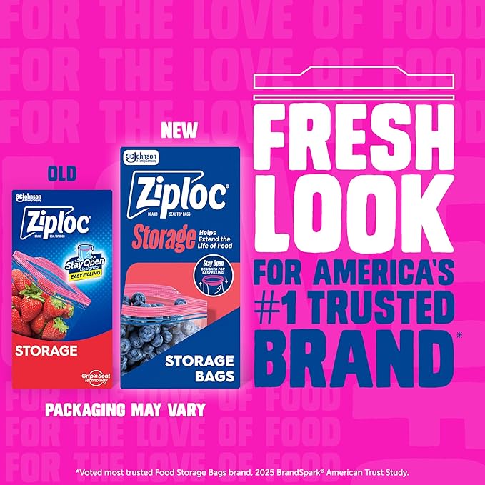 Ziploc Gallon Food Storage Bags, New Stay Open Design with Stand-Up Bottom, Easy to Fill, 30 Count (Pack of 4) (Packaging May Vary)