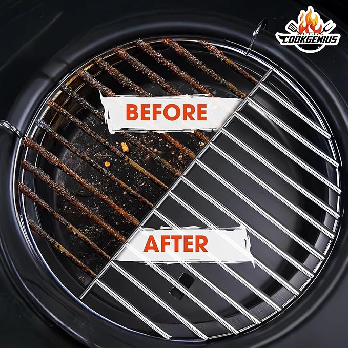 CockGenius Grill Brush with Scraper for BBQ Grills – 18 Inch Long Handle BBQ Grill Cleaner for Outdoor Grill, Extra Strong BBQ Grill Cleaner for Grill/Smoker/Gas/Charcoal Grill - Best BBQ Grill Tool