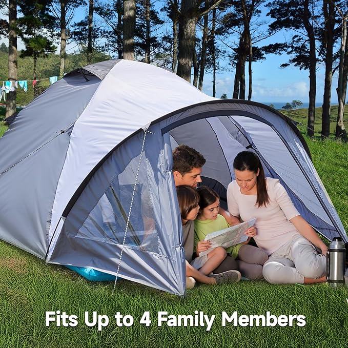 EchoSmile Camping Family Tent for 2-3 Person, Waterproof Dome Tent with Vestibule, Ultralight Easy Setup for Outdoor Camping, 3 Season