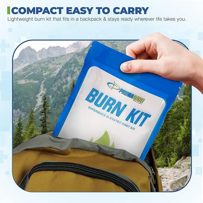 PrimaCare WB-7707 Emergency First Aid Burn Kit – 22-Piece Burn Relief Pack with Burn Gel, Dressings, Gauze, Gloves, Scissors, Bandages – Essential for Home, Office, Camping & Emergency Preparedness
