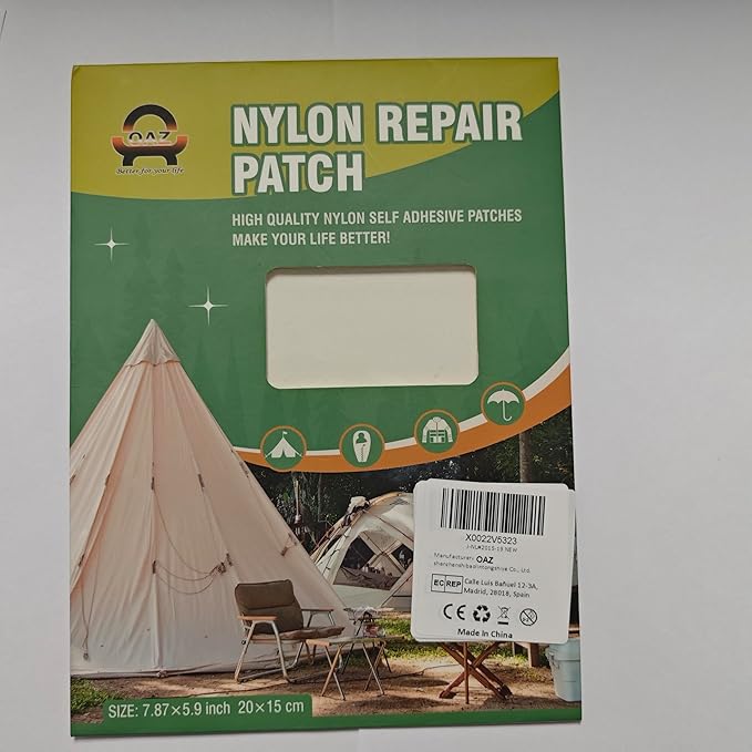 OAZ 8 Pieces 7.87 x 5.9 inch Nylon Repair Patches Nylon Fabric Patch Self-Adhesive Nylon Repair Tape Waterproof Lightweight Outdoor Gear Repair Patch Kit for Down Jacket Clothing Tent Bag(Gray/White)