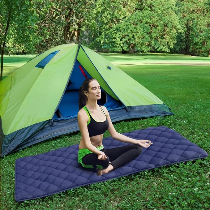 Cot Mattress Pad Topper Non-Slip Super Soft Comfortable Sleeping Pad 75"x30" for Camping Cot/Rv Bunk/Narrow Twin Beds, Navy