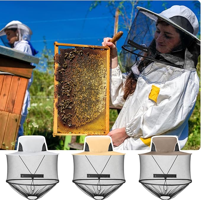 Sureio 6 Pcs Mosquito Net Hat with Zipper, Sun Netting Cap Beekeeping Fly Protection Mesh Mask Hat Mosquito Face Cover for Men Women Outdoor Lovers Fishing Hiking Gardening Camping Beekeeping