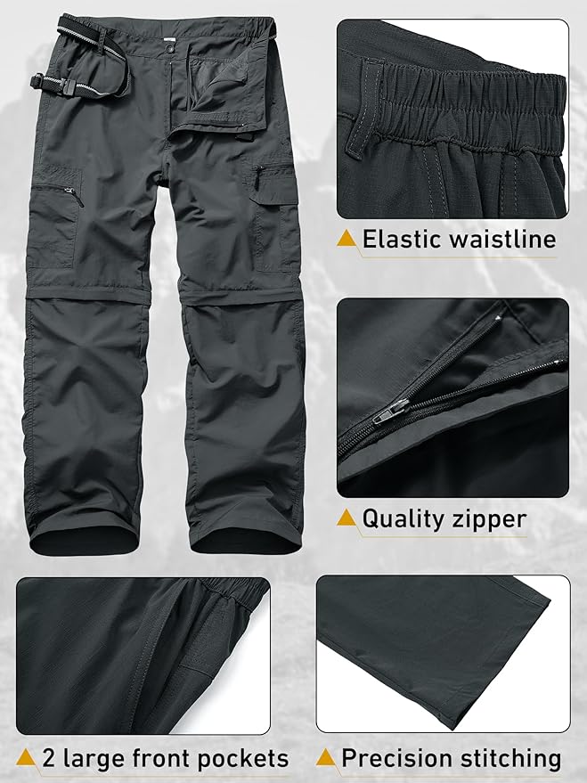Fishing Hiking Pants for Men, Waterproof Convertible Quick Dry Pants for Wading, Lightweight Breathable