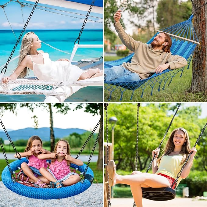 Hammock Chair Chain, 2 Pack 83in Hanging Swing Chain with 4 Carabiners, 660LB Capacity Heavy Duty Hammock Hanging Kit for Punching Bags, Swing Hangers, Porch, Patio, Playground Indoor Outdoor (Black)