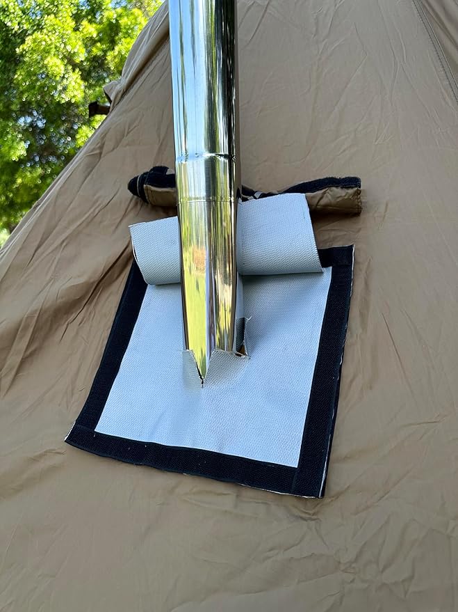 FIREHIKING Hot Tent Stove Jack 9" x 7.8" with Rain Flap Highly Flame-Retardant for Onetigris Hot Tent