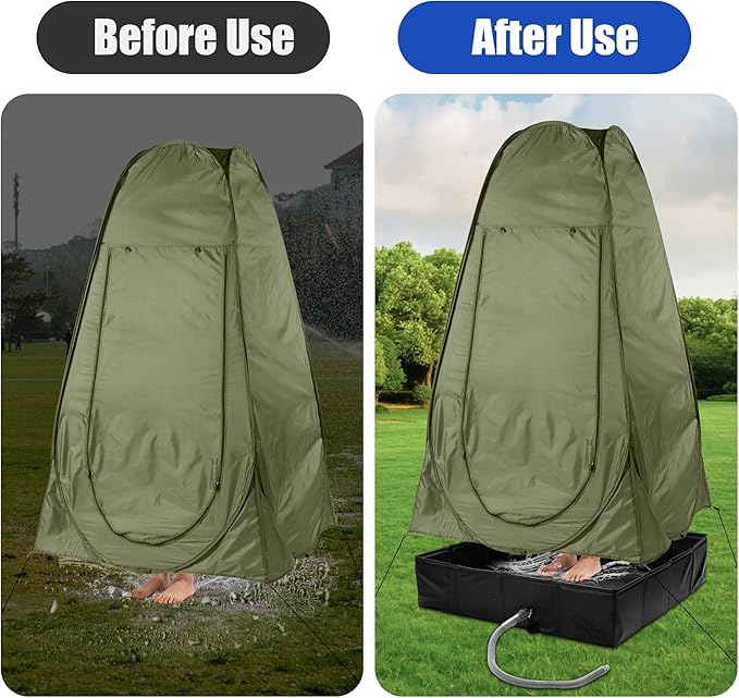 MABOZOO Portable Shower Pan, 41" x 41" x 10" Outdoor Shower Base Foldable Shower Base with Drain Pipe Camping Shower Mat for Indoor & Outdoor