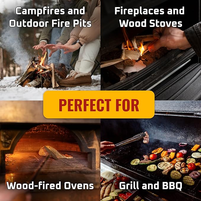 Fire Starter • 55 pcs Natural Fire Starters up to 12 Min Burn Time Firestarters for Indoor Fireplace, Campfires & Camping, Wood Stove, Grill