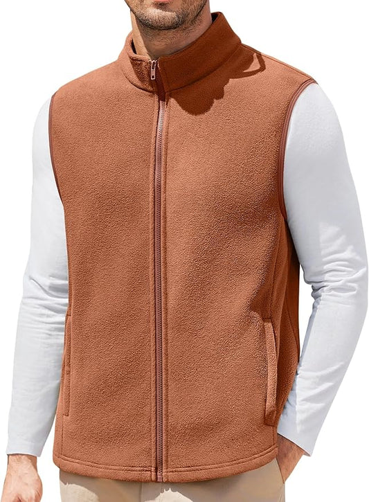 COOFANDY Mens Polar Fleece Vest Lightweight Sleeveless Jacket Warm Zip up Outerwear Vests with Zipper Pockets for Hiking