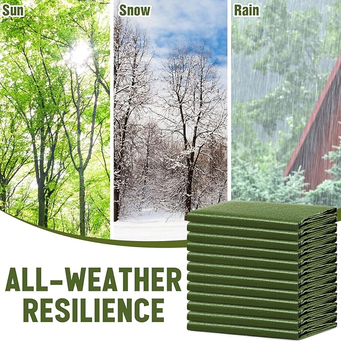 8 Pack 6 x 8 ft 5.5 Mil Large Tarps Heavy Duty Waterproof Tarp Multi Purpose Tent Cover for Home Boats Cars Camping Patio Furniture Roof Emergency Rain Protective Cover, Army Green