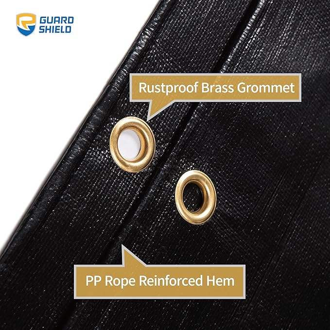 GUARD SHIELD Extreme Heavy Duty Black Poly Tarp 12x20 Feet Cover Waterproof Tarps 20mil Thick UV and Tear Resistant Tarpaulin