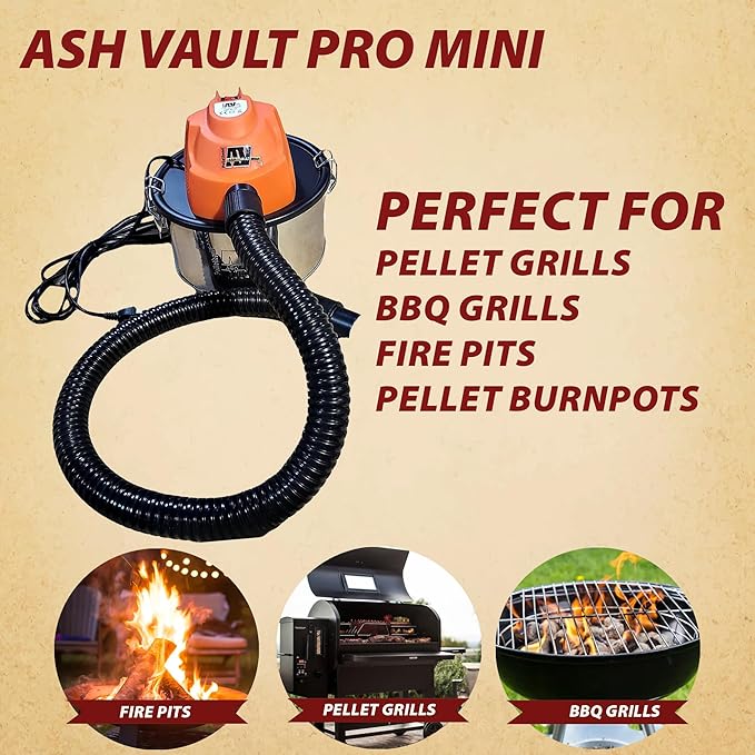 Pellethead Ash Vacuum Vault Pro for Fireplaces, Pellet Stoves, Grills, Pizza Ovens, Fire Pits (Mini 110V)
