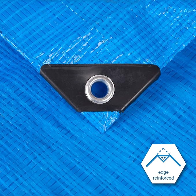 CARTMAN Finished Size 12x40 Feet Blue Poly Tarp 5 Mil Thick, Multipurpose Protective Cover for Camping, Tent, Boat, RV, Car