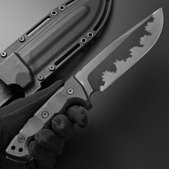 GTK7 Fixed Blade Knife DC53 Steel Blade Full Tang Nylon Fiberglass Handle EDC Fixed Knifes for Outdoor Camping Bushcraft (black)