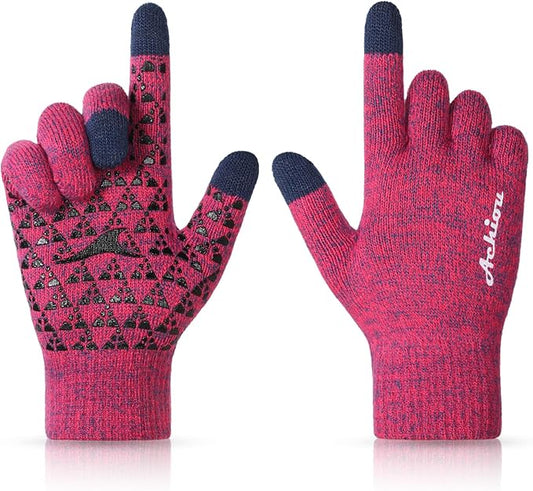 Achiou Winter Gloves, Glove for Men Women, Upgraded Touch Screen Texting Warm Running with Thermal Soft Knit Lining