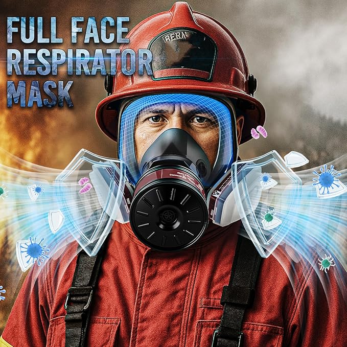 2Pack Full Face Gas Mask: Gas Masks Survival Nuclear and Chemical with 6001 & 40MM Activated Carbon Filter Full Face Respirator Mask Used for Dust Spray Machining Soldering Polishing Welding