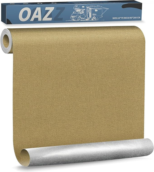 OAZ 16 x 79 inch Canvas Repair Patches Canvas Fabric Patch Self-Adhesive Canvas Repair Tape Waterproof Outdoor Gear Repair Patch Kit for Boat Cover Awning Sofa Chair Couch Tent Bag (Khaki)