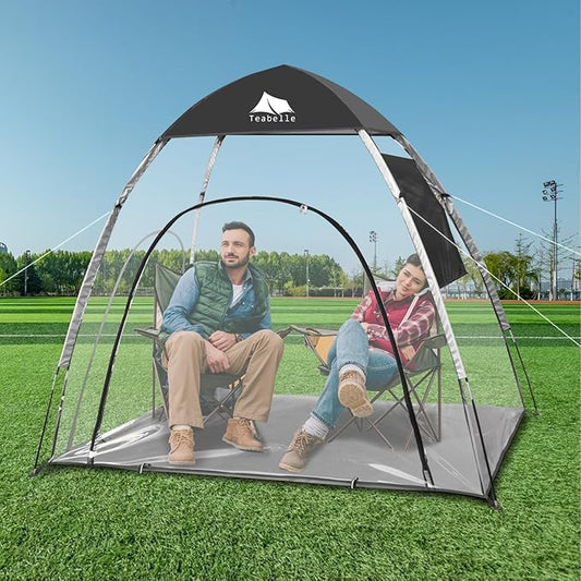 Teabelle Clear Sports Tent - Large 2-3 Person Instant Pop-up Tent with Zipper Window, UV-Proof, Weatherproof for Watching Sports, Camping, Fishing