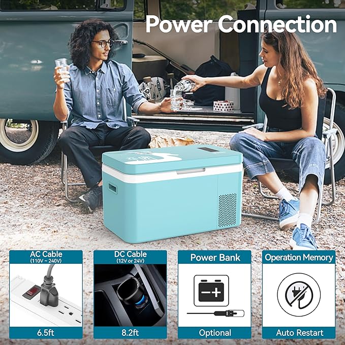 12 Volt Car Refrigerator Dual Zone 25 Quart Portable Freezer 12V Fridge Compressor Cooler 12V/24V DC 110～240 Volt AC for Truck Van RV SUV and Home Use -18℃~+15℃ (Glass Door)