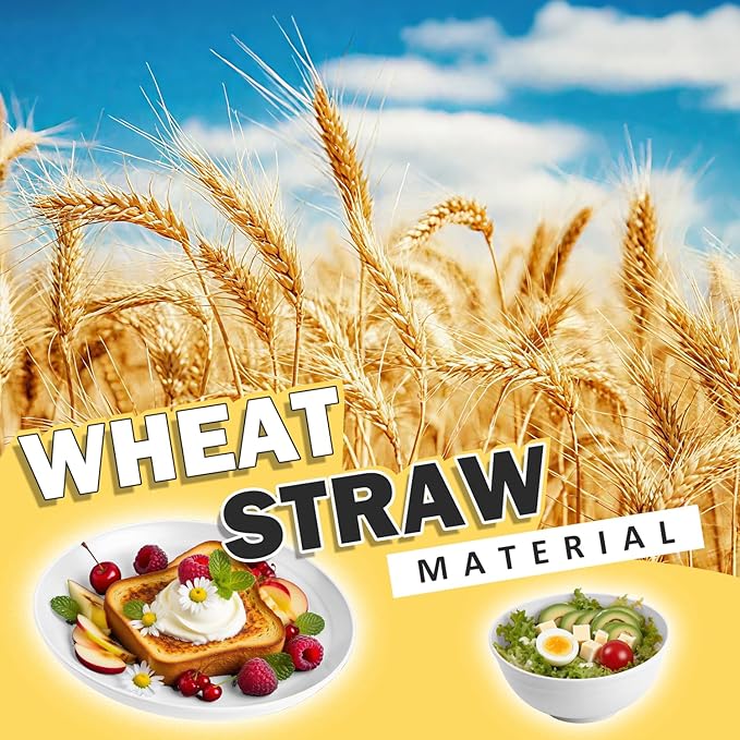 Wheat Straw Dinnerware Sets Service for 8, 32 Piece Plates and Bowls Sets, Microwave & Dishwasher Safe Dishes, Perfect for Kitchen Camping Picnic RV Dorm - White