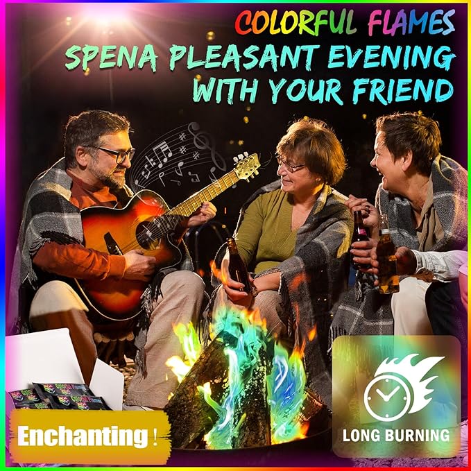 Fire Color Changing Packets [6Pack]，Color Fire Packets for Outdoor Campfires, Fire Pits, Fireplaces, Colorful Flames, Long Burn Time, Safe, Magic for Child