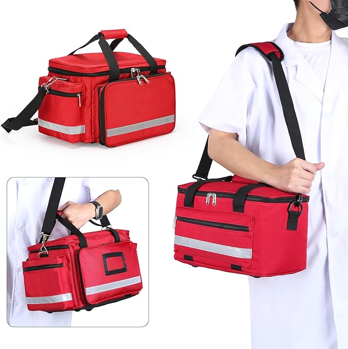 Medical Empty Bag First Aid Bag Emergency Responder Trauma Bag Empty, Professional First Aid Kits Storage Medical Bag with Inner Dividers and No-Scratch Bottom,Trauma Bag for Home Health Nurse Bag