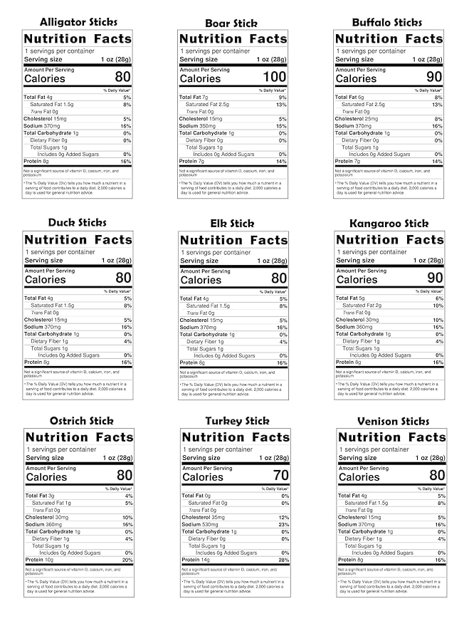 Buffalo Bob's Wild Game Meat Snacks (24 pack) | Beef Jerky Assortment Pack of Flavorful Strips & Sticks | Snacks Variety Pack for Adults | Exotic Jerky | Ideal Gifts for Anniversary, Camping, Hunting