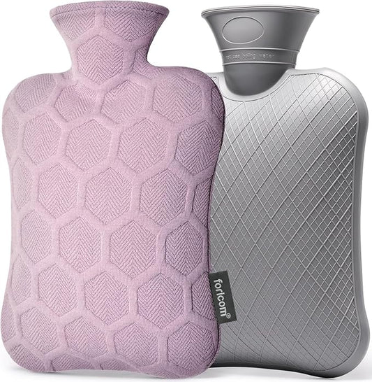 FORICOM Hot Water Bottles for Menstrual Bed Warming,Hot and Cold Therapy, Muscles Back Pain, Enemas Feet Period Cramp, Kids Sleeping Tummy.2Liter