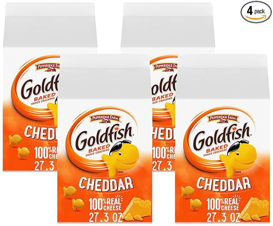 Goldfish Cheddar Cheese Crackers, 27.3 oz Carton (Pack of 4)