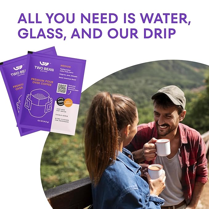 Single Serve Pour Over Drip Coffee Packets - Specialty 100% Arabica - 10-Pack Like Tea Bags Filter for Travel Camping Backpacking