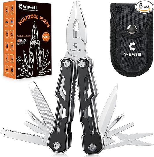 Multitool with Safety Locking,16-in-1 Multi Tool Stainless Steel Pocket Knife Set with Pliers, (6)