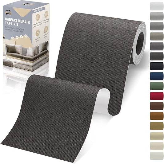 OAZ 4 x 79 inch Canvas Repair Patches Canvas Fabric Patch Self-Adhesive Canvas Repair Tape Waterproof Outdoor Gear Repair Patch Kit for Boat Cover Awning Sofa Chair Couch Tent Bag (Black Gray)