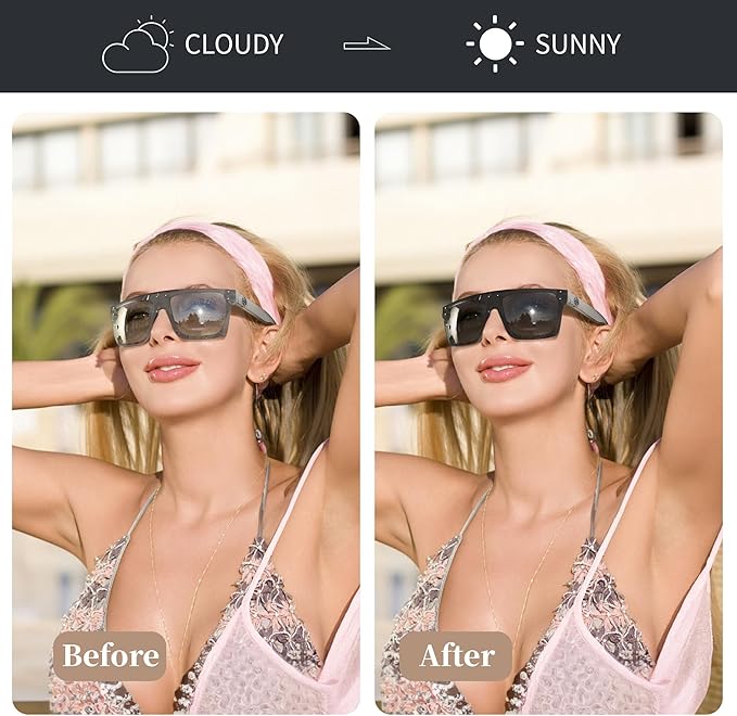 FEISEDY Men Sunglasses Polarized Oversized Square Flat Top Cycling Running Fishing Golf Hiking Sports B2990