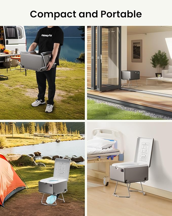Dry Flush Toilet – Waterless, Odorless, Self-Contained | Rechargeable Portable Toilet for RVs, Van, Boat, Tiny House, Off-Grid | Easier to Use Than Composting or Incinerator Toilets