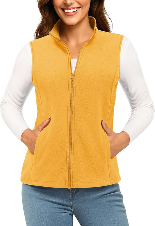 TACVASEN Women's Fleece Vest Lightweight Warm Vests Outerwear Sleeveless Zip Jacket Fall Winter Soft Vest with Pockets