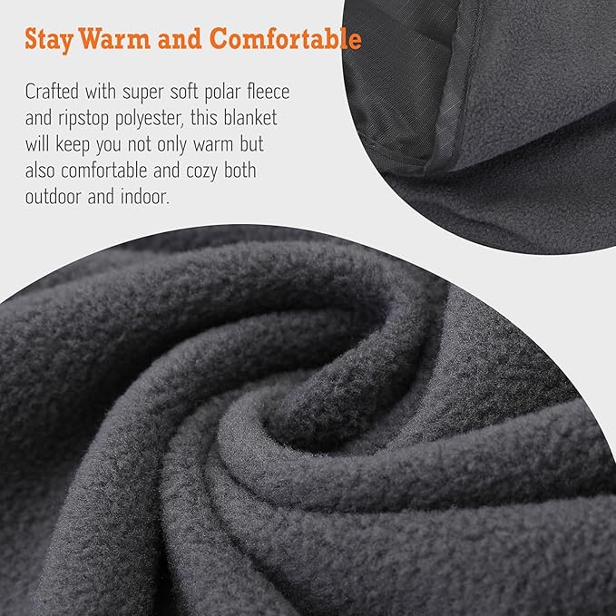 4-in-1 Large Camping Blankets - Waterproof, Windproof Fleece Outdoor Blankets for Stadium, Sports, Car, Concert - 81"x57", Portable (Antique Ruby)