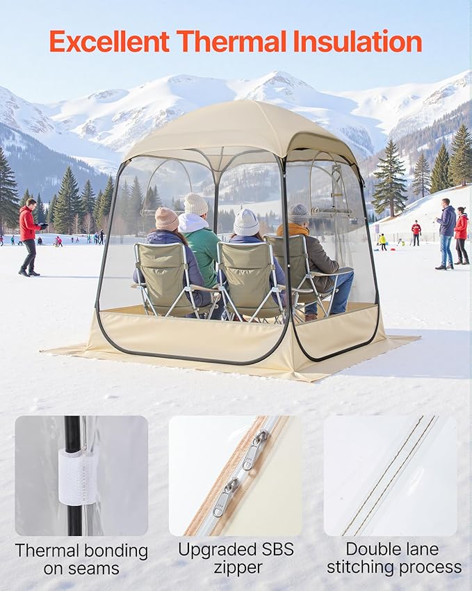 VEVOR Pop up Sports Tent, 4 Sizes Optional Clear Bubble Tent for 1-6 Person, Waterproof Outdoor Pod with Floor Mat & Top Cover, Garden Igloo Dome Tents Camping Shelter for Sports Watching
