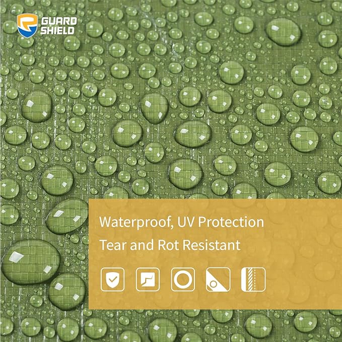 GUARD SHIELD Heavy Duty Tarp 10x10 Feet Green Multi Purpose Thick Waterproof Poly Tarp Cover 10mil