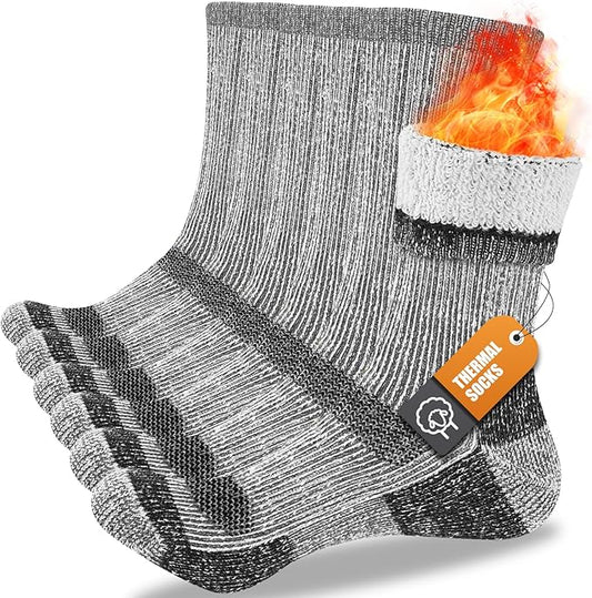 Merino Wool Thermal Socks for Men & Women, 3 Pairs Full Cushion Winter Boot Socks for Cold Weather Hiking Work