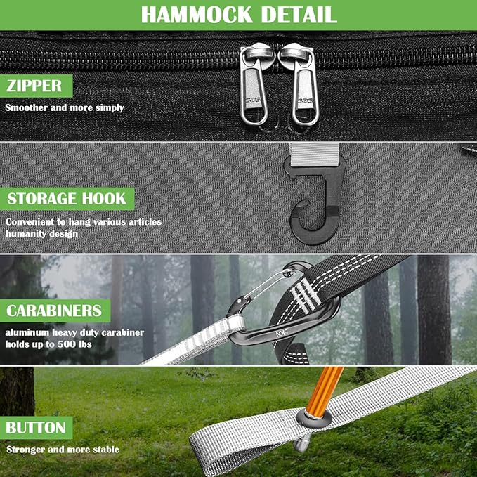 WintMing Hammock with Mosquito Net and Rain Fly Cover 3 in 1 Camping Hammock Tent 440lbs Load