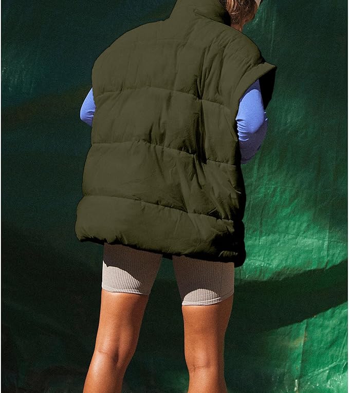 Ainangua Women's Puffer Vest Stand Collar Zipper Sleeveless Jackets Winter Lightweight Vests Warm Padded Jacket Coat