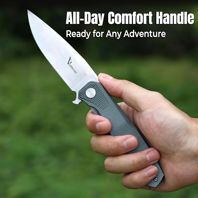 Tactical Folding Knife – 3.78" S90V Steel Blade, EDC Pocket Knife with Liner Lock & Aluminum Handle, Outdoor Knife for Men, Camping, Survival, Everyday Carry