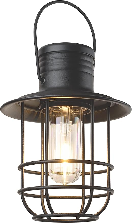 BL820 Battery-Operated LED Filament Style Lantern Outdoors Either Hanging or Standing, with Your Choice of 4, 6 or 8 Hour Automatic Timer