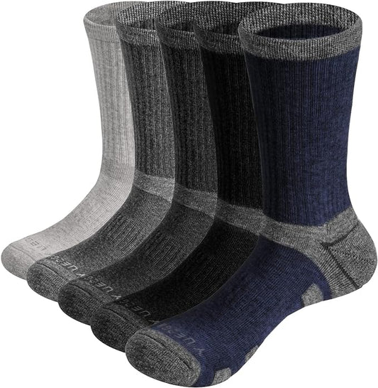 Men's Performance Cotton Moisture Wick Sports Hiking Workout Training Athletic Cushion Crew Socks For Men Size 6-13