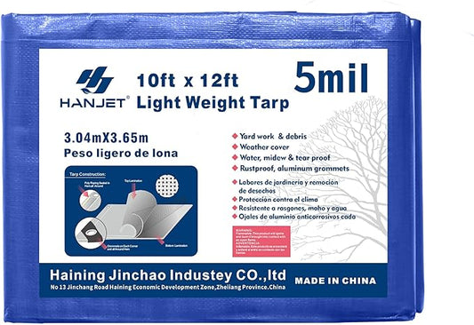 Multi Purpose Waterproof Tarp 10 x 12 Feet Meidun Duty Thick Material Tarpaulin Canopy Tent Boat RV or Pool Cover Blue…