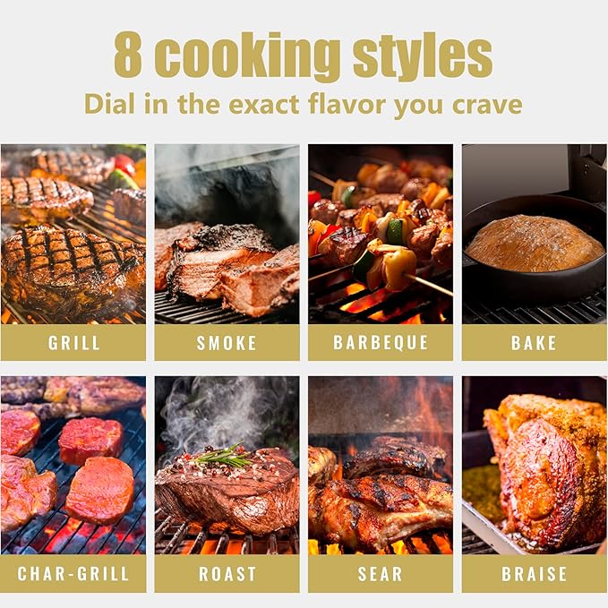 Pellet Grill, Portable Pellet Smoker, Smoker Grill with Digital Control, LED Screen, Meat Probe, Portable pellet Grills for BBQ, Smoke, Bake and Roast, RV Camping，Black