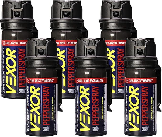 Vexor Pepper Spray Full Axis with Belt Clip for Self Defense — Maximum Police Strength, 20-Foot Range, Full Axis Capability, Flip Top Safety for Quick and Accurate Aim, Protection