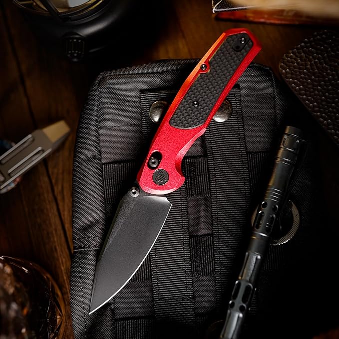 Crossbar Lock Knives，Folding Pocket Knife for Men, Camping EDC Knife with Clip，3.34” 14C28N Steel, Thumb Stud Blade，Aluminium & G10 Handle.Hornet-08R